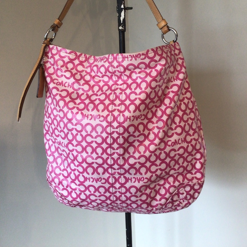 Coach pink monogram canvas bag